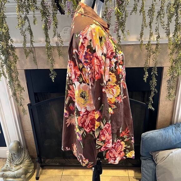Soft Surroundings brown floral pull over tunic PS - Picture 6 of 13